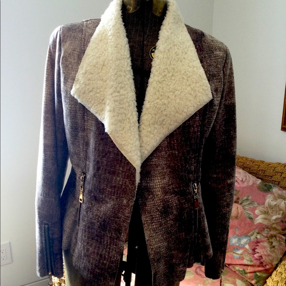 Faux suede shearling jacket